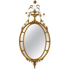 Elegant Adam Style Giltwood Oval Mirror
