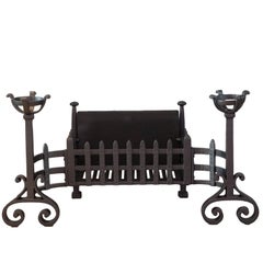 19th Century Victorian Gothic Revival Cast-Iron Fire Basket, Dog Grate