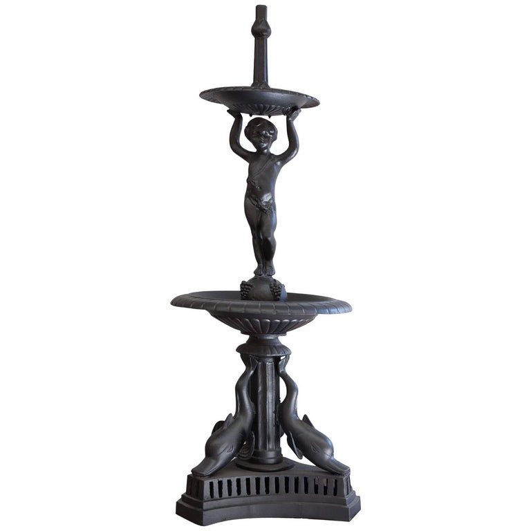 Vintage Cast Iron TwoTier Cherub Dolphin Reclaimed Fountain at 1stDibs