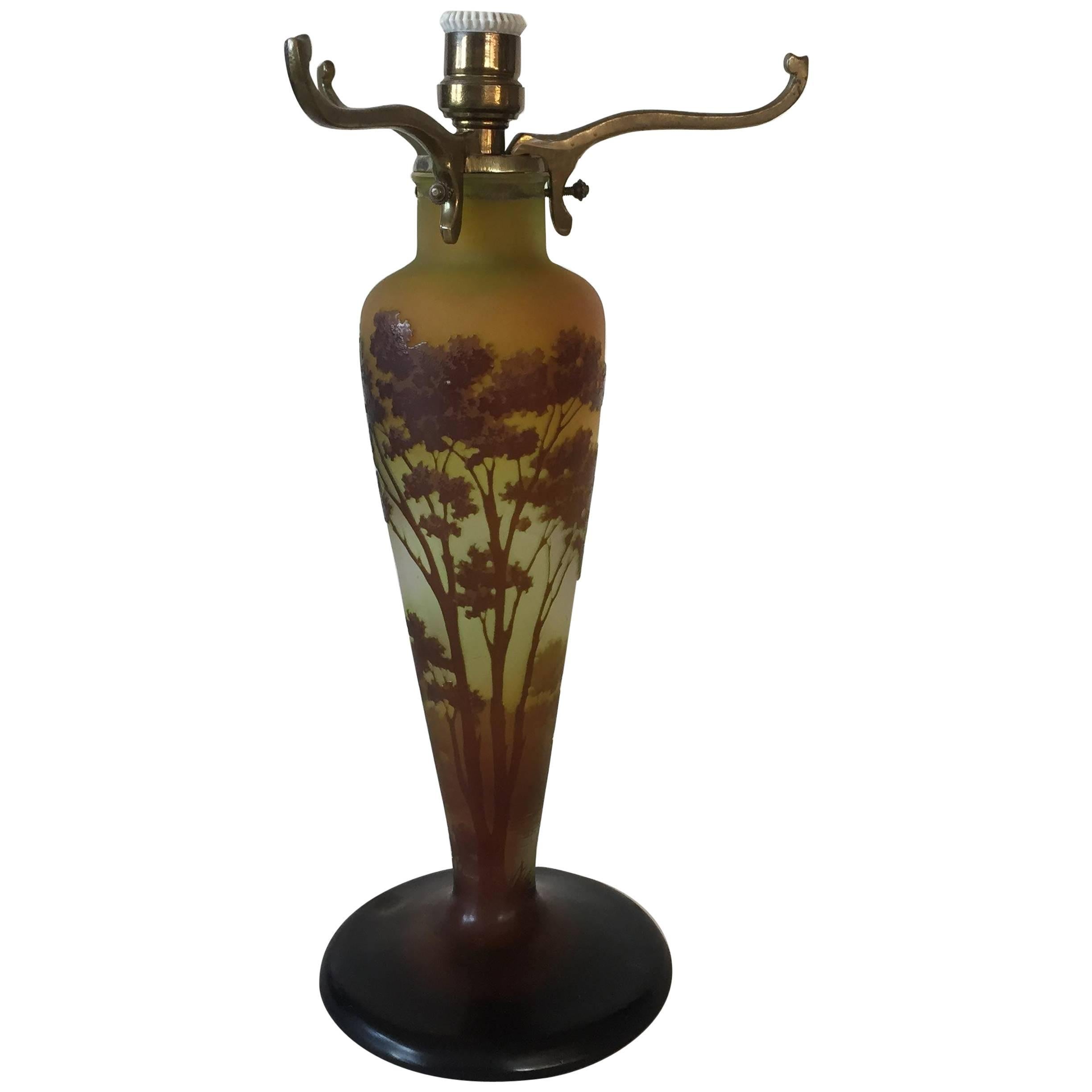 Late 19th Century Èmile Gallé Cameo Glass Lamp Base For Sale