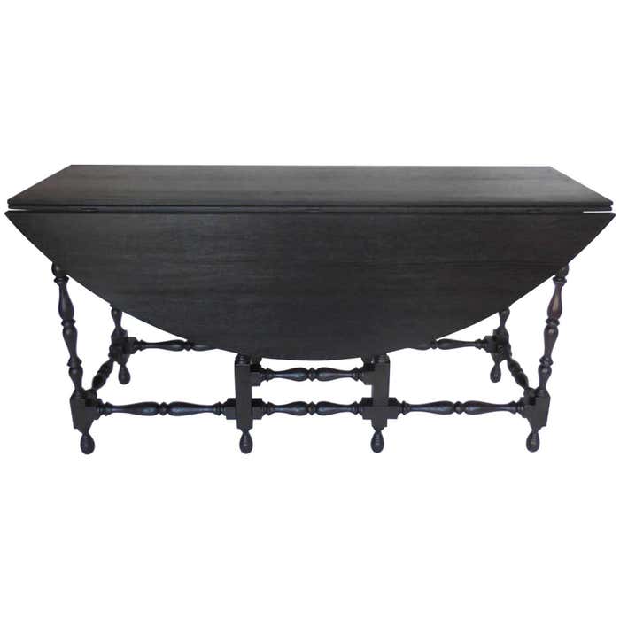 Dos Gallos Elegant Custom Oak Drop-Leaf Gate Leg Table/Console For Sale ...