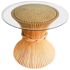 1970s McGuire Sheaf of Wheat Pedestal Table