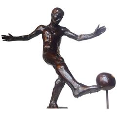 Retro Modernist Bronze Sculpture of Soccer Player by S. G. Kelsey Royal for Copenhagen