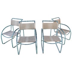 Kipp Stewart Style Patinated Aluminium Roped Outdoor Chairs