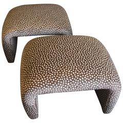 Pair of Directional Ottomans or Stools Re-Upholstered
