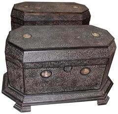 Pair of Indian Probably Mughal Dowry or Marriage Chests with Portraits 3