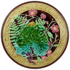 Choisy-le-Roi - HB Boulanger Greek Key and Fern Leaf French Majolica Plate