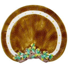 English Fence & Ivy Majolica Crescent Plate, TC Brown-Westhead, Moore & Co.