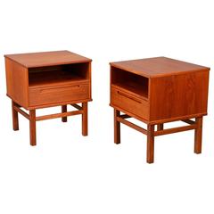 Pair of Teak Nightstands by Nils Jonsson for HJN Mobler