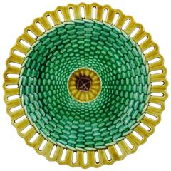 19th Century Wedgwood Reticulated Basket Weave Majolica Plate