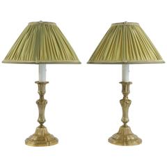 Early 19th Century Pair of French Louis XVI Style Ormulu Candlestick Lamps
