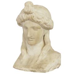 Italian Late 18th Century Carved White Marble Bust of Antinous