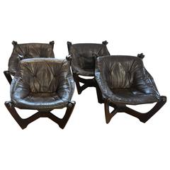 Vintage Leather Luna Chair Lounge Set of Four