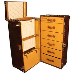 Extra Large Louis Vuitton All Leather Wardrobe Steamer Trunk, Coffee Table, Malle