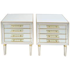 Pair of 1970s Mirrored Four-Drawer Chests