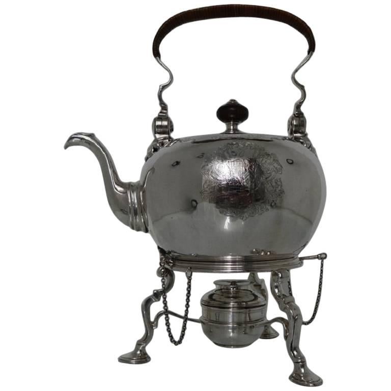 Antique Early 18th Century George II Sterling Silver Bullet Kettle Edward Pocock For Sale