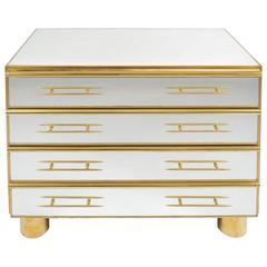 Italian 1970s Mirror and Brass Chest of Drawers