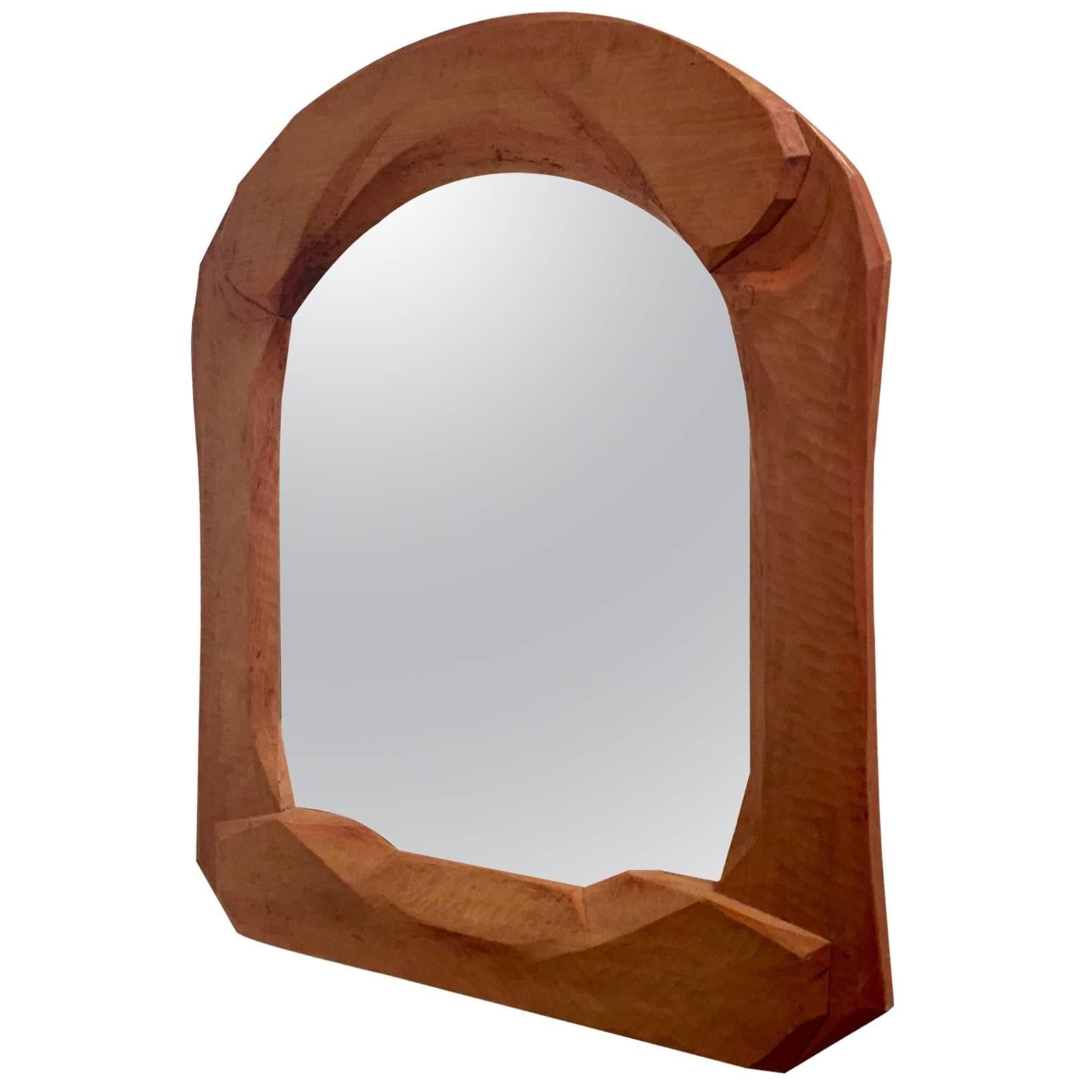 Rare Sculpted Wooden Mirror, Possibly Rudolf Steiner