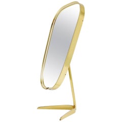 Organic Table Mirror in Brass, Italy, 1960