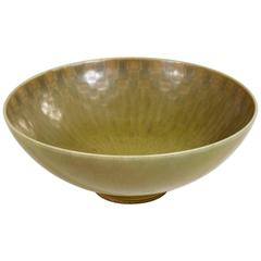 Circular Stoneware Bowl with Rich Green Glaze by Berndt Friberg