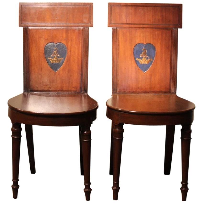 Pair of Regency Mahogany Hall Chairs, circa 1810
