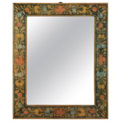 Small Rectangular Painted Pine Folk Art Mirror