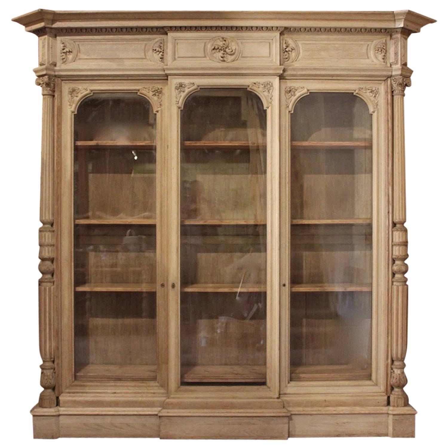 Large 19th Century Bleached Oak Country House Bookcase, circa 1860