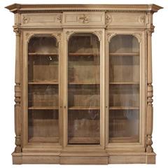 Antique Large 19th Century Bleached Oak Country House Bookcase, circa 1860