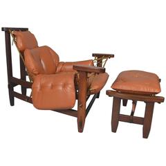 Vintage Jean Gillon Captain's Chair and Ottomane
