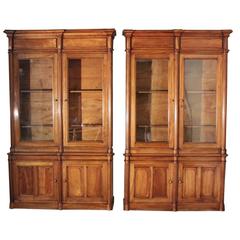 19th Century Pair of French Walnut Library Bookcases