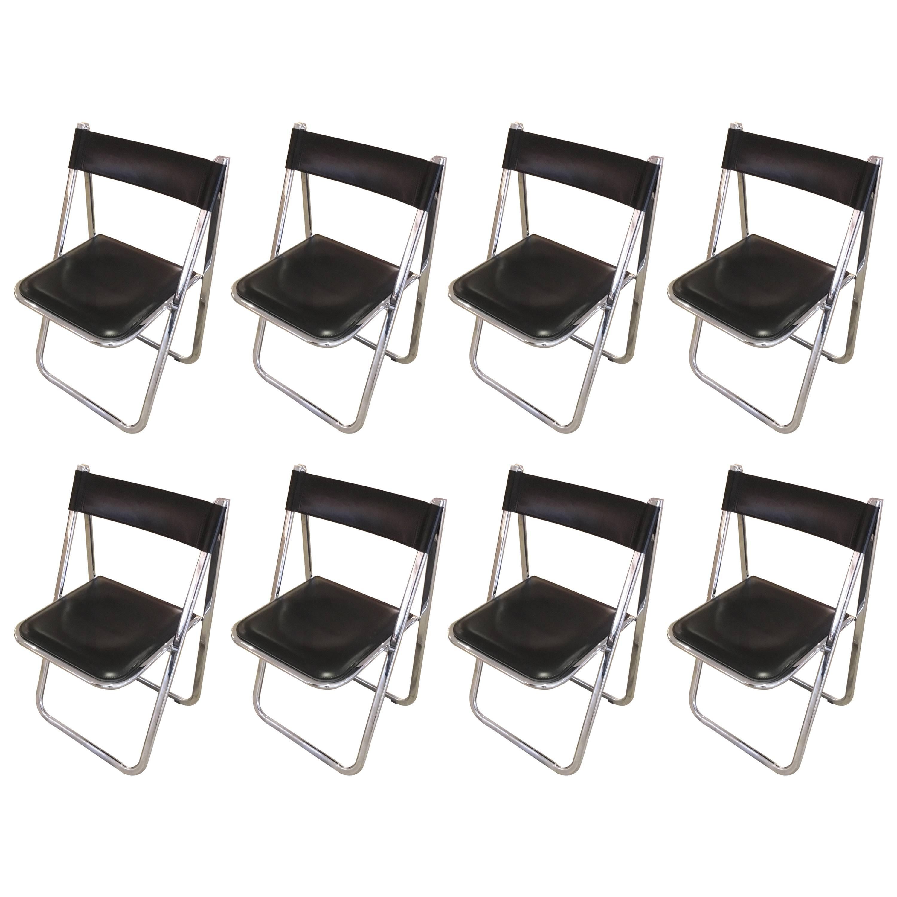 Eight Italian Tamara Folding Chairs For Sale