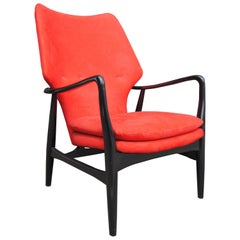 Sedia lounge Karen con schienale alto ebanizzato di Aksel Bender Madsen per Bovenkamp