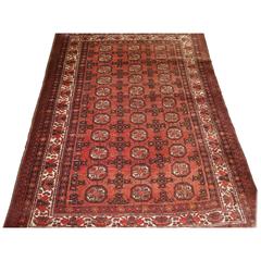 Antique Old Afghan Village Rug of Traditional Turkmen Design