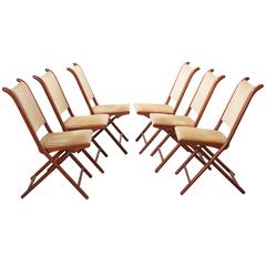Set of Six Early 20th Century French Mahogany Folding Chairs