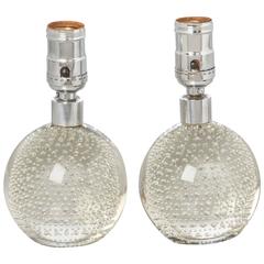 Pairpoint Glass Art Deco Boudoir Lamps with Controlled Bubbles