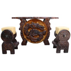 Witko Bar and Stools with Dragon and Seahorse Decoration