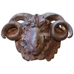 Fantastic Heavy Antique Iron Ram's Head