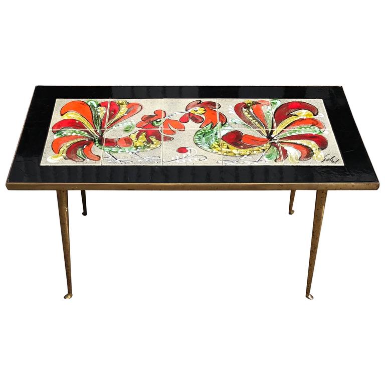 Kittinger Gilded Coffee Table with Hand Painted Leather Top at 1stdibs