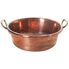 French Copper Cauldron with Brass Handles