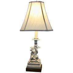 White Porcelain Figural Table Lamp with Brass Trim by Paul Hanson