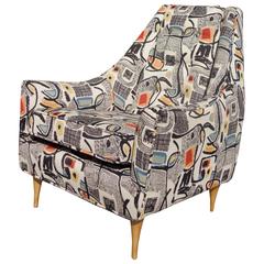 1960s Lounge Chair in New Modern Art Jacquard Fabric