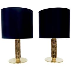 Pair of Angelo Brotto Bronze Sculptural Italian Table Lamps 5