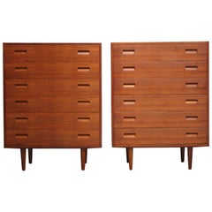 Pair of Teak Highboy Chest of Drawers by Poul Hundevad
