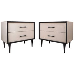 Mid-Century Modern White Laminate Nightstands