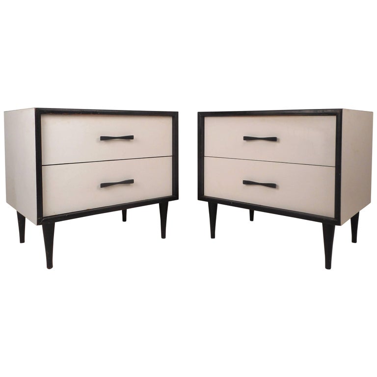 Mid-Century Modern White Laminate Nightstands For Sale