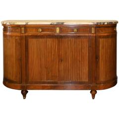 French Mahogany Buffet or Cabinet, Rounded Corners and Thick Marble, circa 1900 11