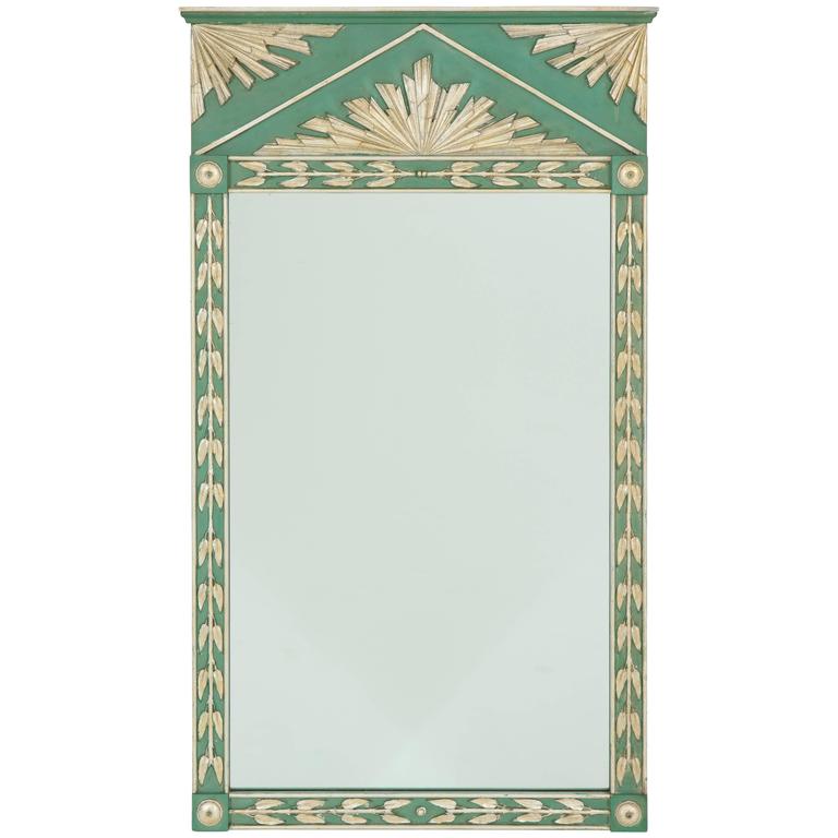 Art Deco Painted Mirror with Silver Gilt Decoration at 1stDibs