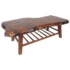 Mid-Century Modern Live Edge Tree Slab Coffee Table 9