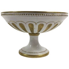 White Porcelain and Gold Centrepiece Footed Bowl by Ugo Zaccagnini