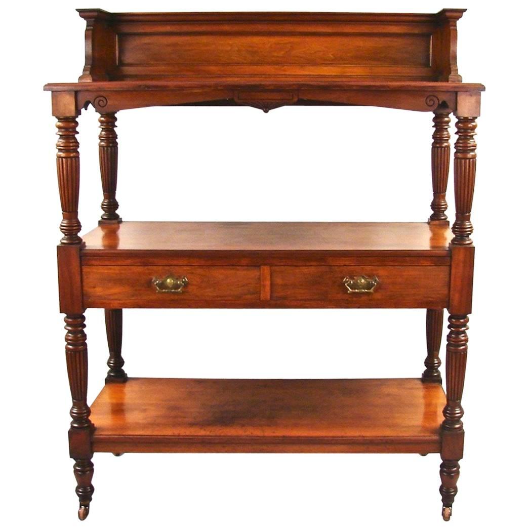English Victorian Walnut Three-Tier Server by S.G. Vaughan and Company